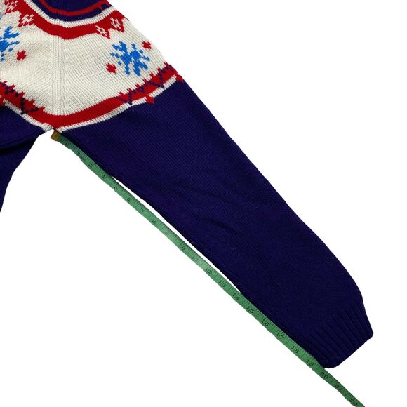 Vintage MONTGOMERY WARD Patriotic Winter Snowflake Fair Isle Sweater XL Mens - Picture 7 of 7
